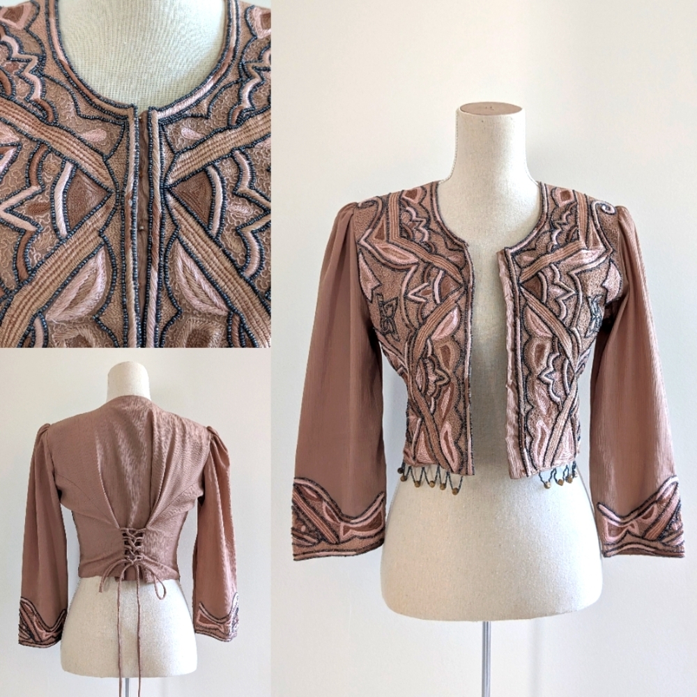 Vintage Embroidered & Beaded Cropped Jacket